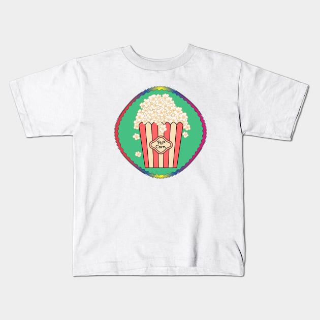 Popcorn Bucket Design Kids T-Shirt by IsmaSaleem